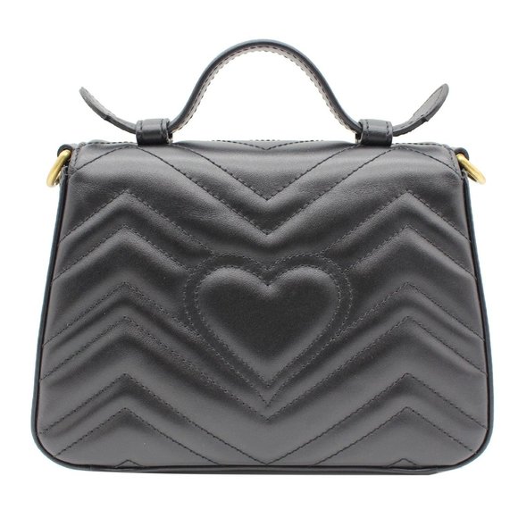 GUCCI GG Marmont Mini Leather Top Handle Shoulder Bag Black 547260 - Picture 3 of 12